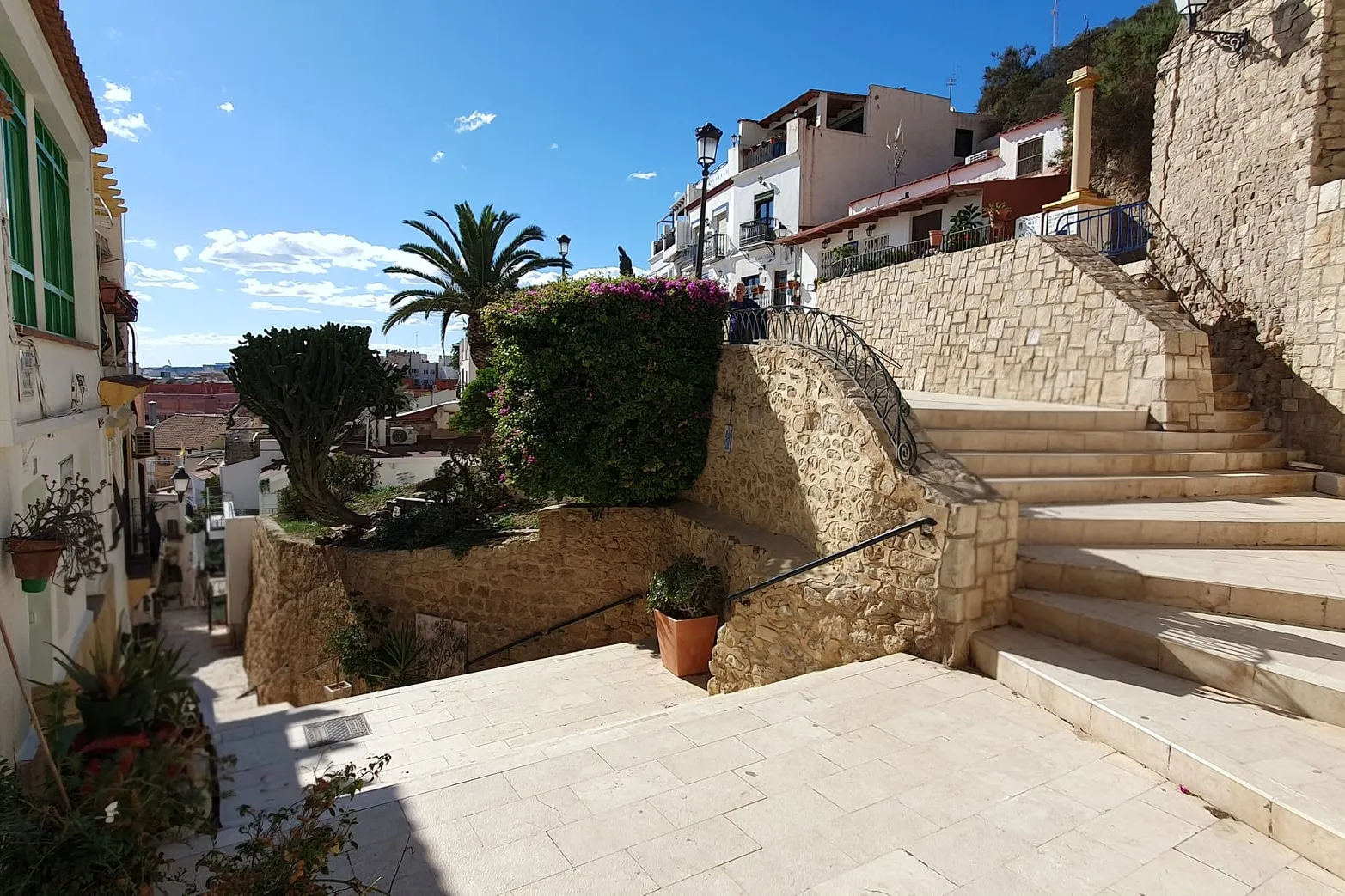 View of Alicante with sea and Santa Bárbara Castle
