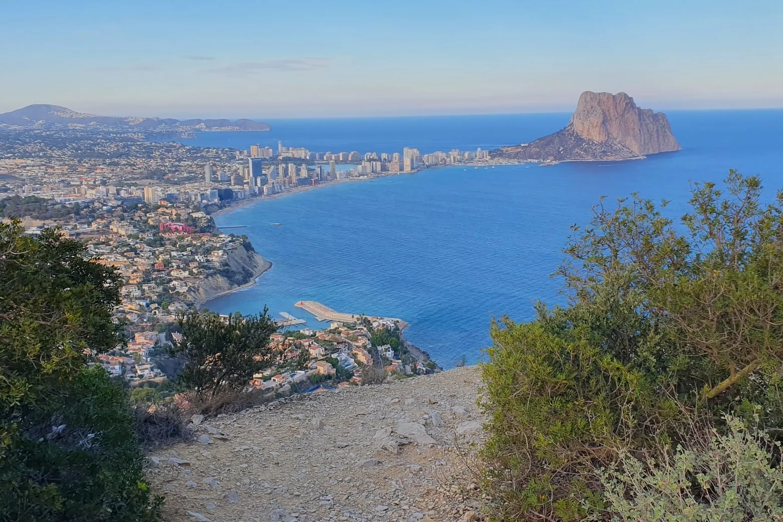 View of Calpe with the Peñón de Ifach and Mediterranean coastline