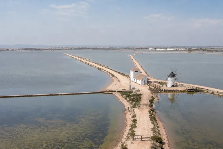 Salt flats and coastal walking area in San Pedro del Pinatar